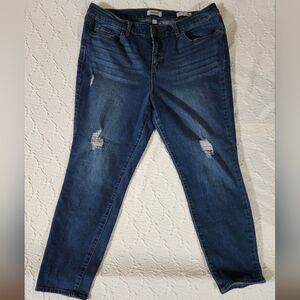 De La Luz Denim Jeans in Dark Blue Wash - Distressed Detail Size 16P